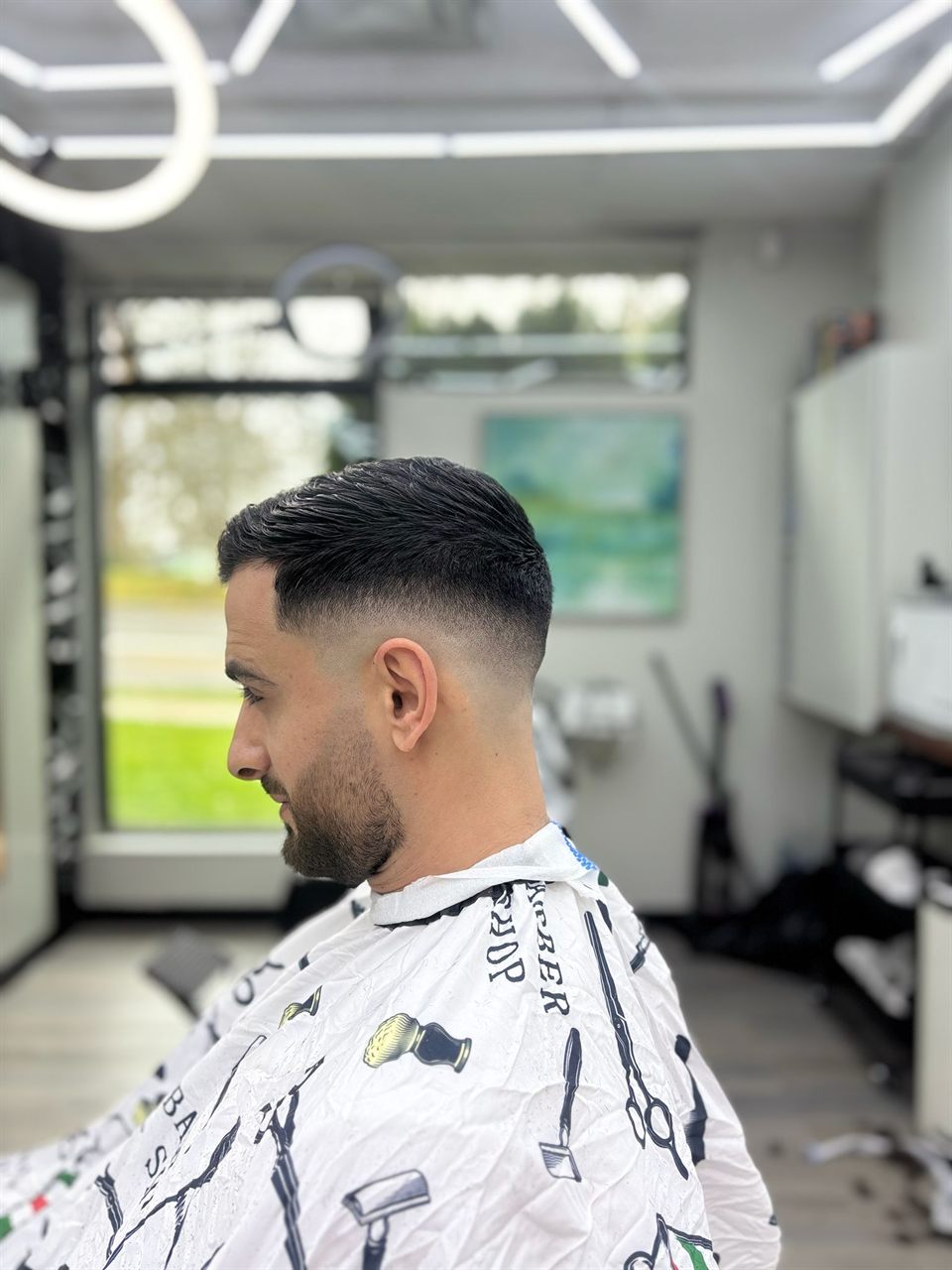 Mid skin fade and beard lineup — Royal Look, Victoria, BC