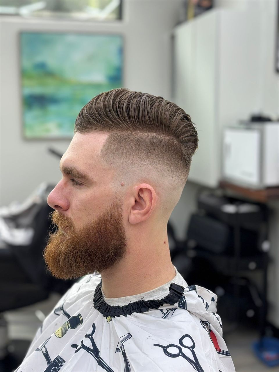 High skin fade and beard lineup — Royal Look, Victoria, BC